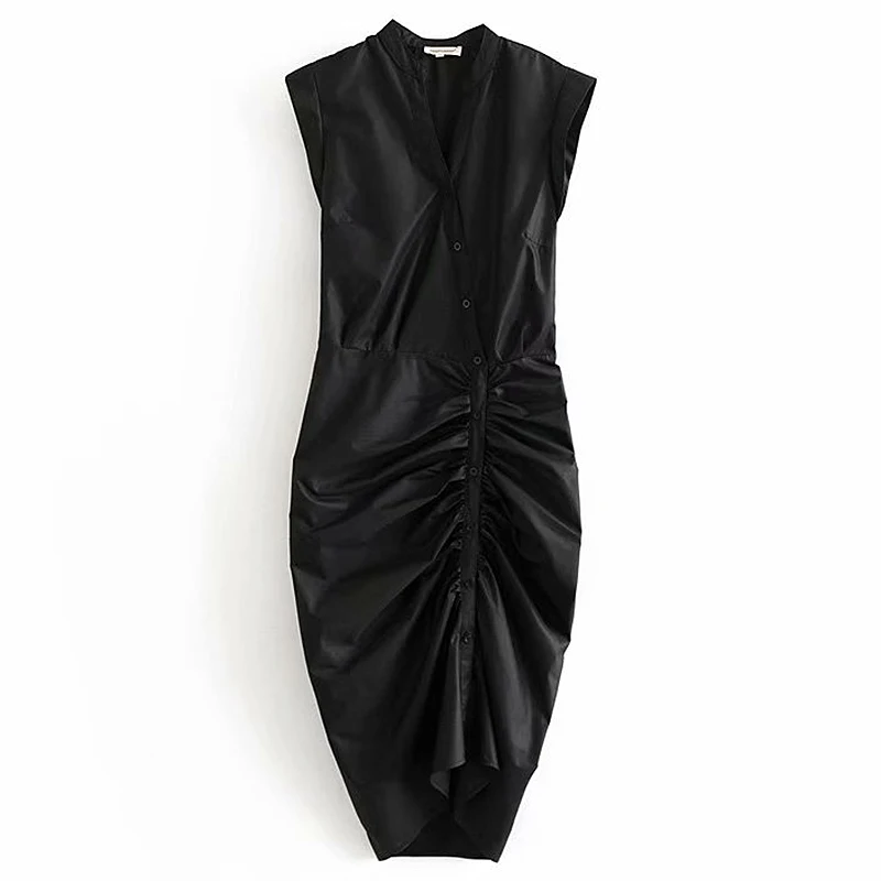 Elegant Women Sleeve Office Dress Ladies V-neck High Waist Dress Female Draped Summer Dress Ladies Stand Collar Dress Vestidos
Elegant Women Sleeve Office Dress Ladies V-neck High Waist Dress Female Draped Summer Dress Ladies Stand Collar Dress Vestidos