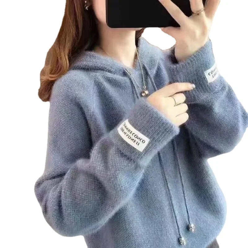 Knitted Hoodies Women 2021 Autumn Winter Korean Long Sleeve Sweater Hooded Sweatshirt Female Pullover Blue Knitwear BB-148
Knitted Hoodies Women 2021 Autumn Winter Korean Long Sleeve Sweater Hooded Sweatshirt Female Pullover Blue Knitwear BB-148