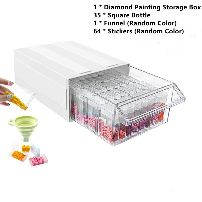 Detachable Storage Container 1/2 Boxes Drawers for 5d DIY Diamond Painting Accessories with Individual 35 Bottle for Beads Seeds
Detachable Storage Container 1/2 Boxes Drawers for 5d DIY Diamond Painting Accessories with Individual 35 Bottle for Beads Seeds