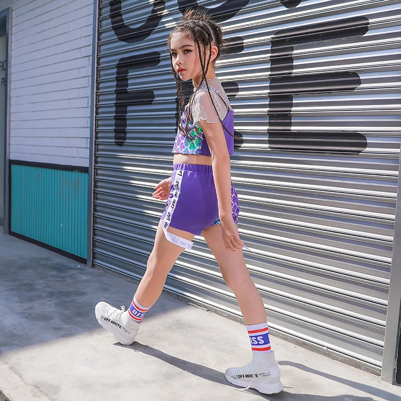 Girls Jazz Costumes Hip Hop Outfit Children Street Dance Clothing Fashion Trend Purple Sequin Top Shorts Stage Show Wear DN5924
Girls Jazz Costumes Hip Hop Outfit Children Street Dance Clothing Fashion Trend Purple Sequin Top Shorts Stage Show Wear DN5924