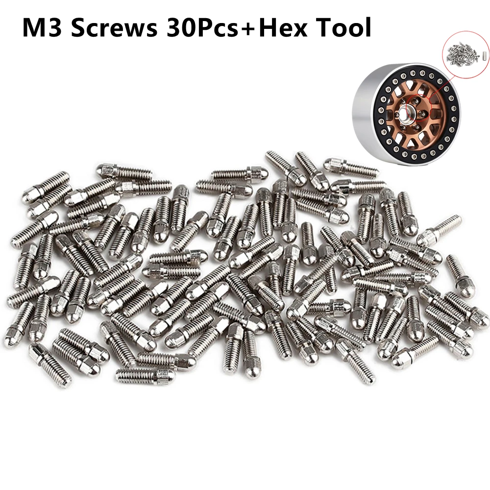 30Pack 1/10 RC Crawler Stainless Steel Wheel Rims M3 Screws+Hex Wrench Tool For 1.9/2.2inch Wheel Rims
30Pack 1/10 RC Crawler Stainless Steel Wheel Rims M3 Screws+Hex Wrench Tool For 1.9/2.2inch Wheel Rims