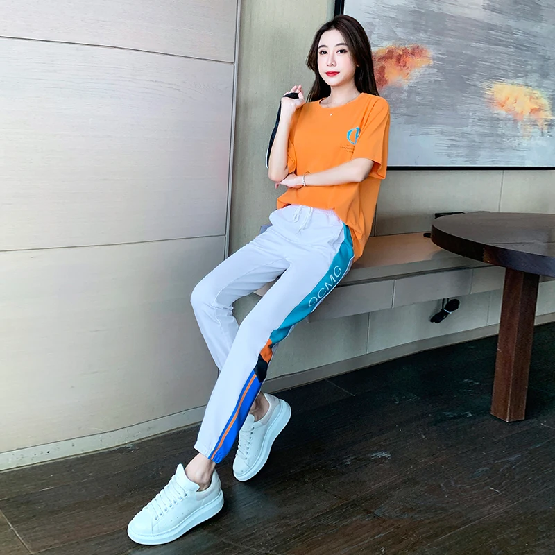 Fashion Suit Women'S Cotton Short Sleeve Summer Leisure Sports 9-Point Pants Two Piece Korean Girls' Sportswear Square Dance
Fashion Suit Women'S Cotton Short Sleeve Summer Leisure Sports 9-Point Pants Two Piece Korean Girls' Sportswear Square Dance