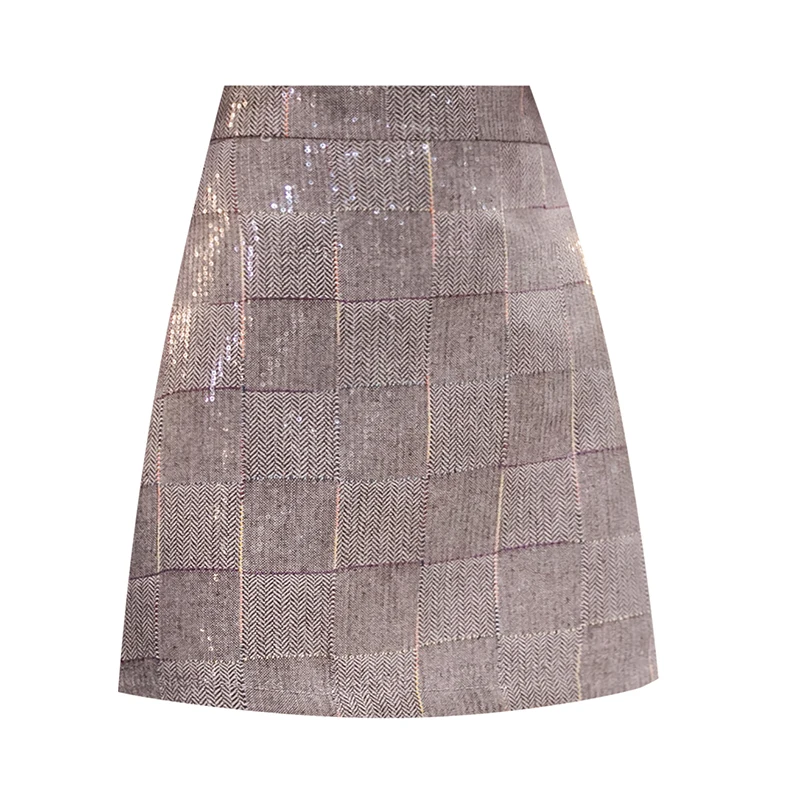 High-waisted mini skirt, fashionable women's slim, all-match short skirt, sequin check A-line skirt
High-waisted mini skirt, fashionable women's slim, all-match short skirt, sequin check A-line skirt