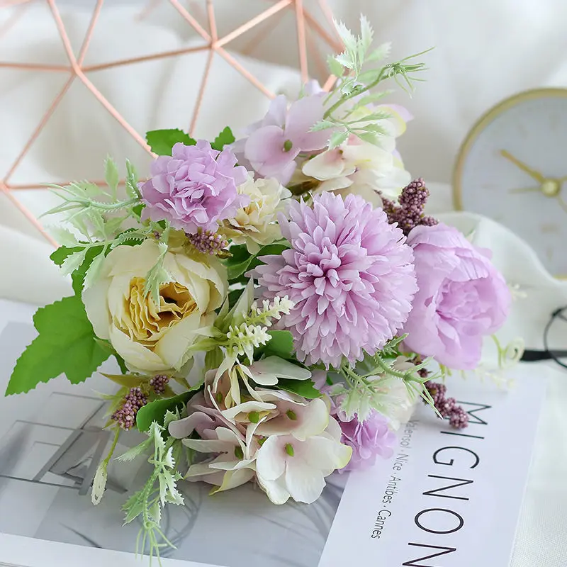 Rose Peony Mixed Artificial Flower Artificial Bouquet Hydrangea Fake Flower for Wedding Decoration Flowers Home Decors Craft
Rose Peony Mixed Artificial Flower Artificial Bouquet Hydrangea Fake Flower for Wedding Decoration Flowers Home Decors Craft