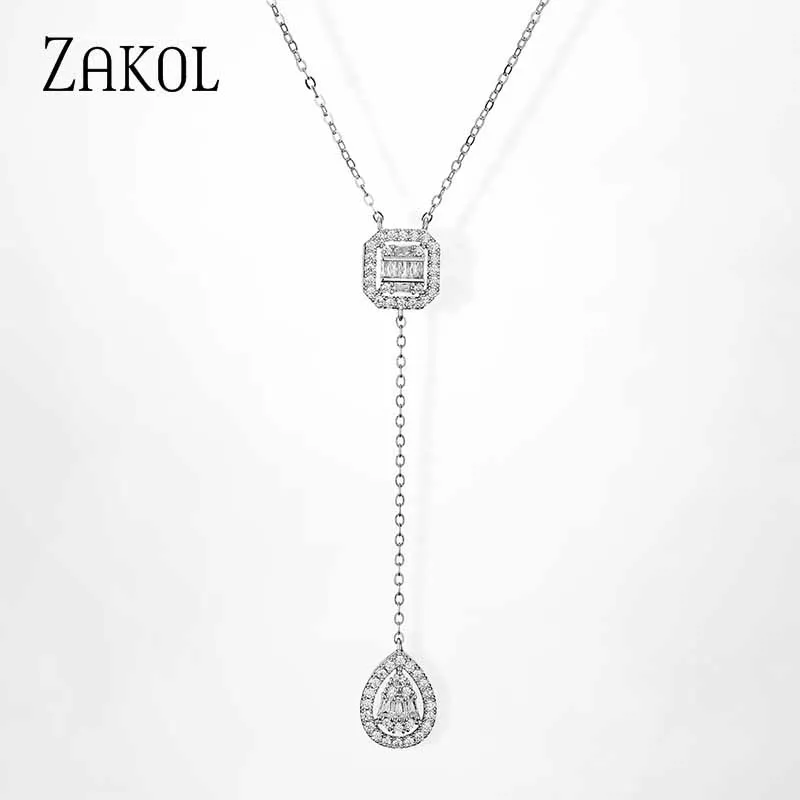 ZAKOL Classic Temperament Geometric Square Water Drop Pendant Necklaces for Women Wedding Jewelry Chain Necklace NP2271
ZAKOL Classic Temperament Geometric Square Water Drop Pendant Necklaces for Women Wedding Jewelry Chain Necklace NP2271