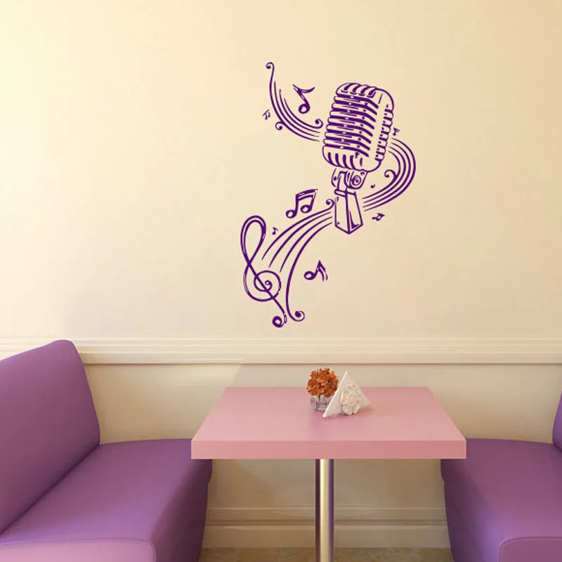 Microphone And Music Notes Wall Decal Art Murals Sticker Home Decor New Design Living Room Bedroom Decoration | Дом и сад