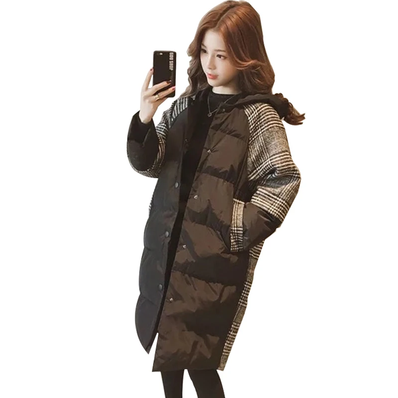 Vogue Plus Size Women Parkas Hooded Warm Jacket Nice Autumn Winter Loose Plaid Long Overcoat Cotton Padded Female Casual Coat
Vogue Plus Size Women Parkas Hooded Warm Jacket Nice Autumn Winter Loose Plaid Long Overcoat Cotton Padded Female Casual Coat