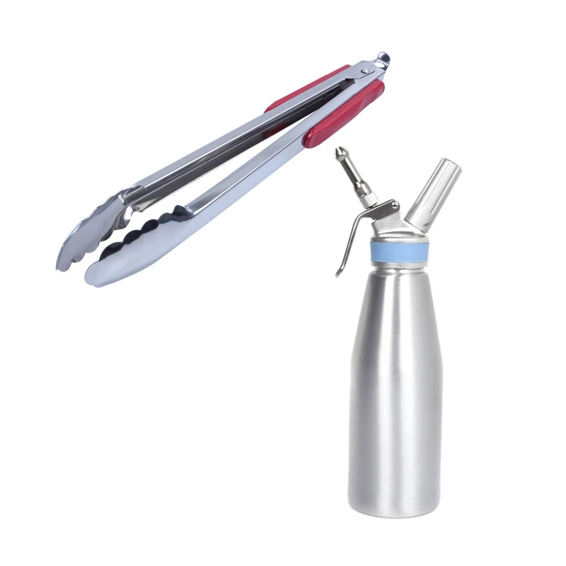 1 Pcs 14-Inch Stainless Steel Red BBQ Tongs & 1 Set Whipped Cream Dispenser 1000Ml Handheld Whipping Cream Maker
1 Pcs 14-Inch Stainless Steel Red BBQ Tongs & 1 Set Whipped Cream Dispenser 1000Ml Handheld Whipping Cream Maker
