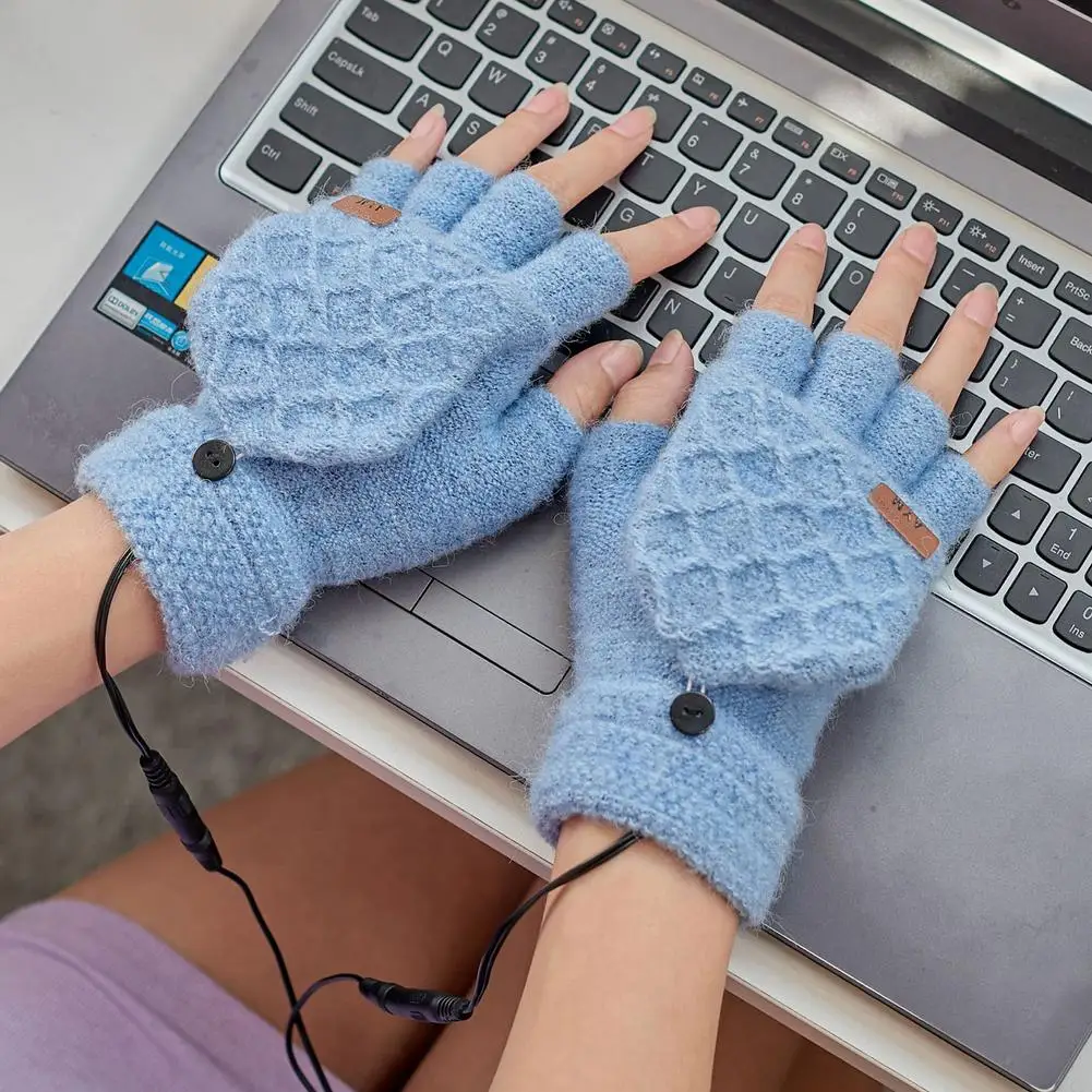 Unisex USB Heated Gloves Winter Thermal Half Fingers Warmer Mittens Electric Heating Gloves Flip Cover
Unisex USB Heated Gloves Winter Thermal Half Fingers Warmer Mittens Electric Heating Gloves Flip Cover
