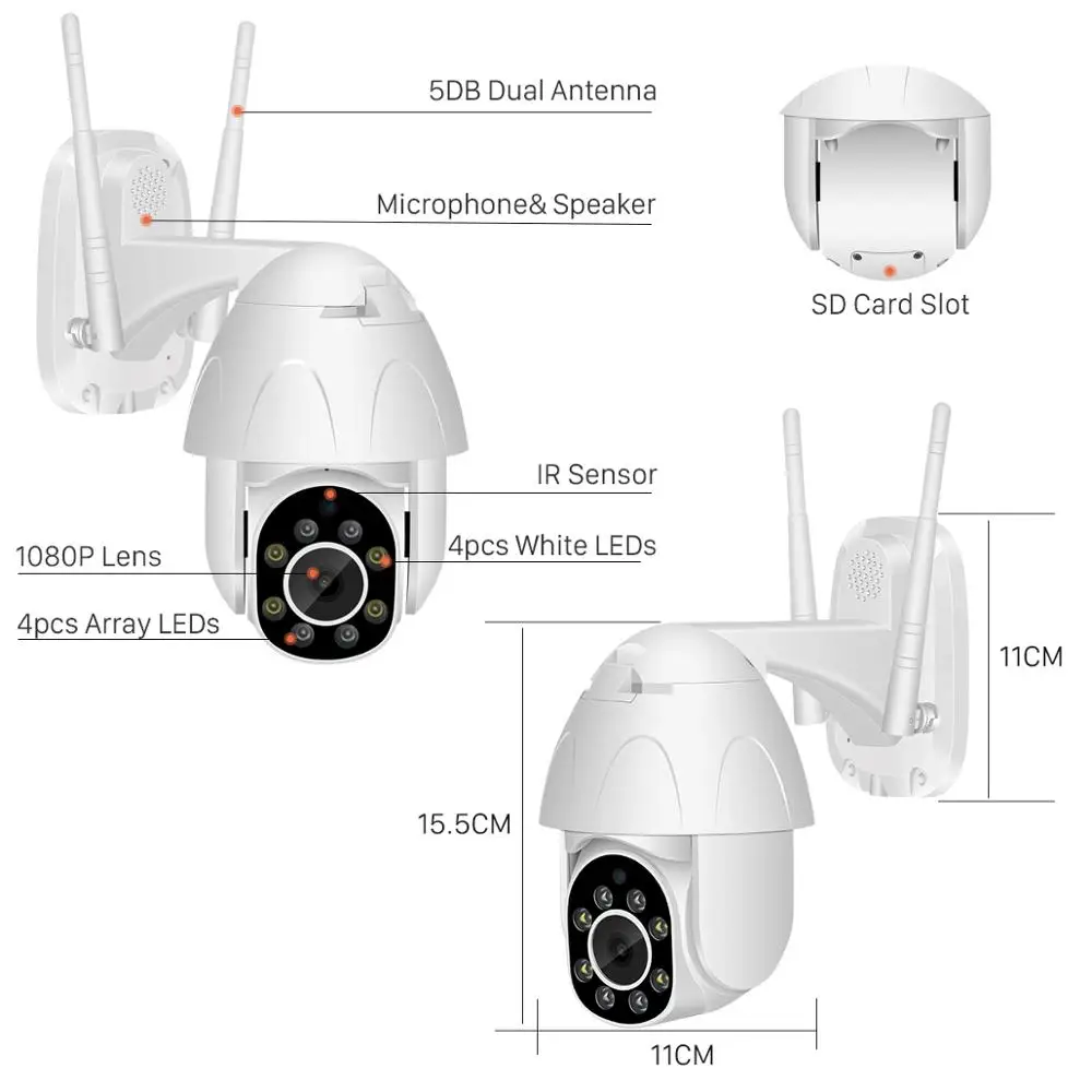 2MP Auto Tracking 1080P PTZ WIFI Camera 4.0X Digital Zoom Speed Dome Wireless IP Camera Waterproof CCTV Home Security IP Camera
2MP Auto Tracking 1080P PTZ WIFI Camera 4.0X Digital Zoom Speed Dome Wireless IP Camera Waterproof CCTV Home Security IP Camera