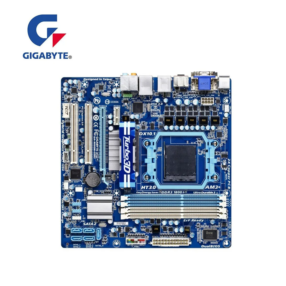 Для GIGABYTE GA 880GM USB3 rev.3.1 компьютера 880GMA UD2H материнская плата AM3 + AM3b DDR3 для AMD 880 б/у