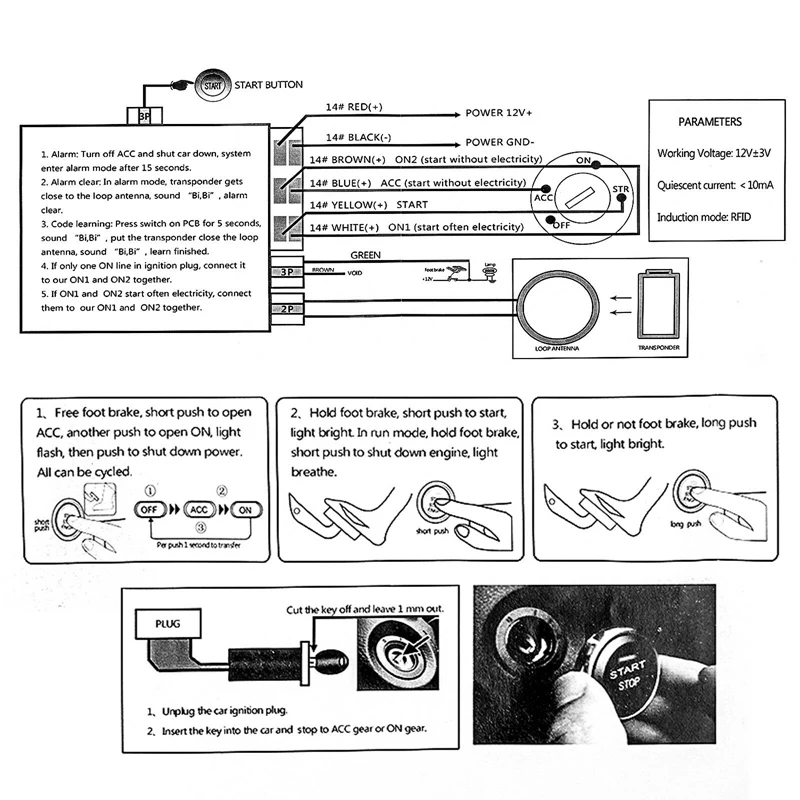 12V Car Engine Push Start Stop Button Ignition RFID Keyless Remote Starter Alarm
12V Car Engine Push Start Stop Button Ignition RFID Keyless Remote Starter Alarm
