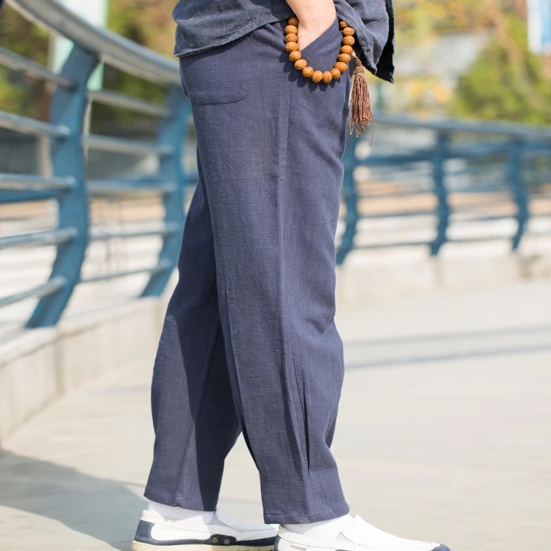 Men's Casual Pants Over Sized Slacks Cotton Linen Loose Type Ramie Autumn Winter Style Elastic Waistline Trousers 
Men's Casual Pants Over Sized Slacks Cotton Linen Loose Type Ramie Autumn Winter Style Elastic Waistline Trousers