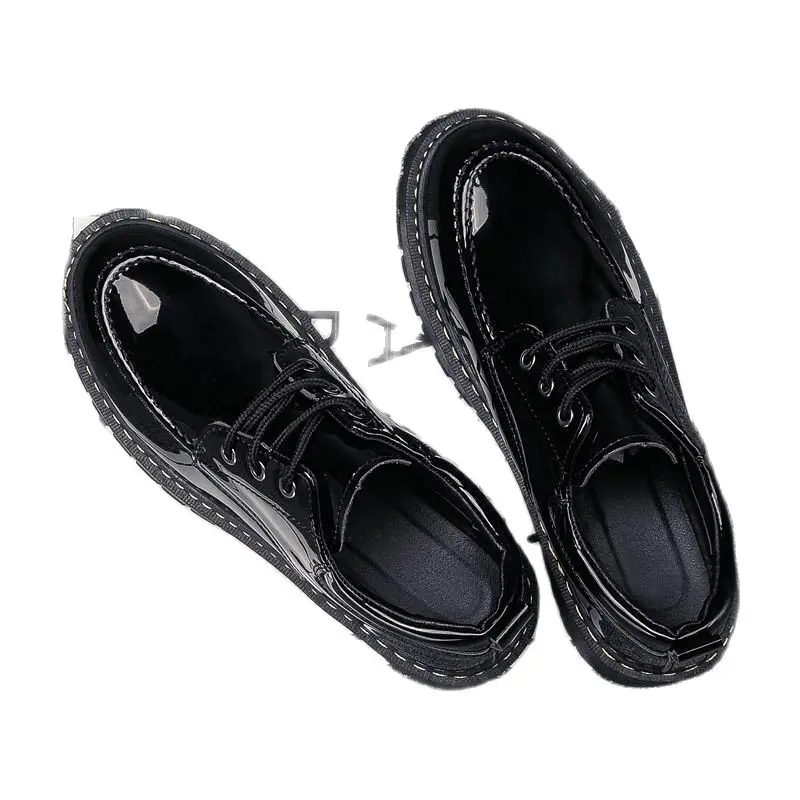 Leather shoes men's trend men's shoes British suits to increase the black youth business round-headed men's casual leather shoes