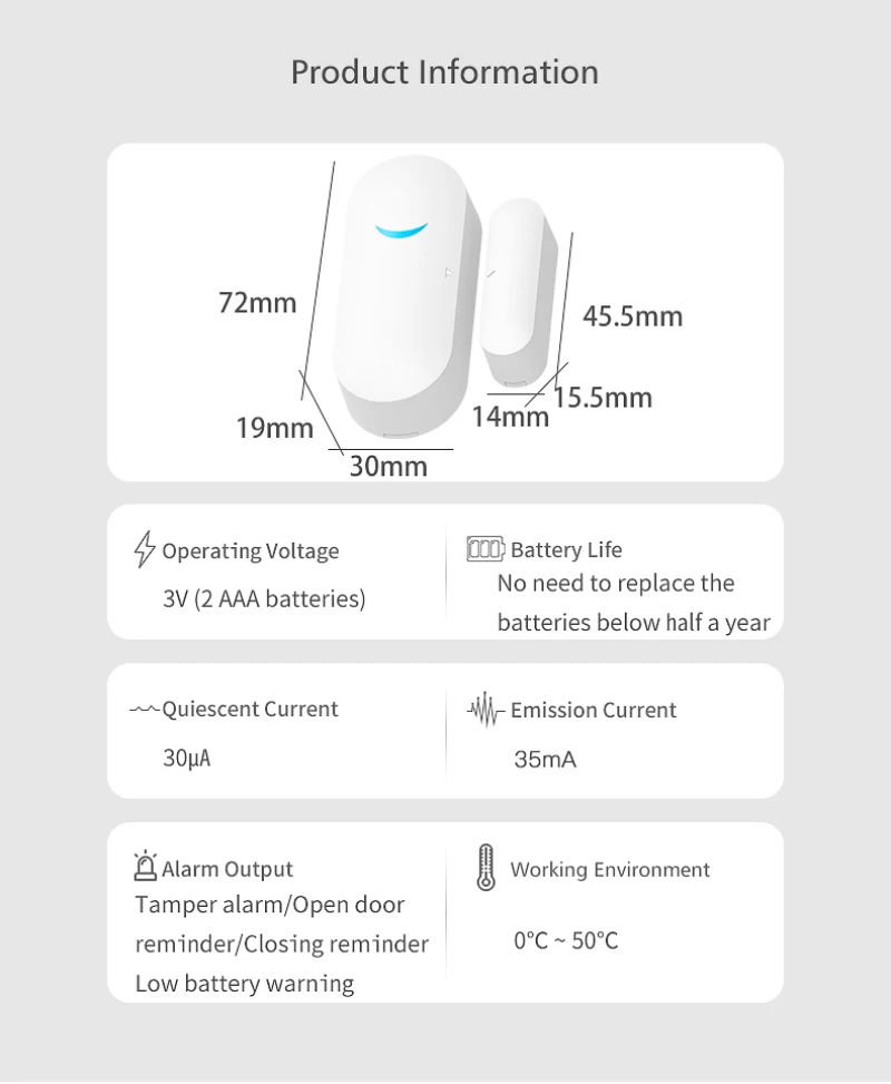 2021 Newest Tuya Smart WiFi Door Sensor Door Open/Closed Detectors Wifi Home Alarm Compatible With Alexa Google Home Tuya APP
2021 Newest Tuya Smart WiFi Door Sensor Door Open/Closed Detectors Wifi Home Alarm Compatible With Alexa Google Home Tuya APP