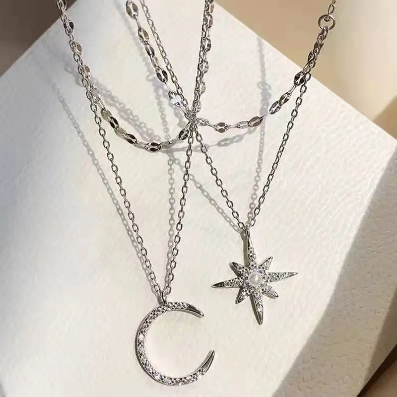 Korean Fashion Necklace for Women Star Moon Double Clavicle Chain Jewelry Anniversary Wedding Accessories Collares Para Mujer
Korean Fashion Necklace for Women Star Moon Double Clavicle Chain Jewelry Anniversary Wedding Accessories Collares Para Mujer