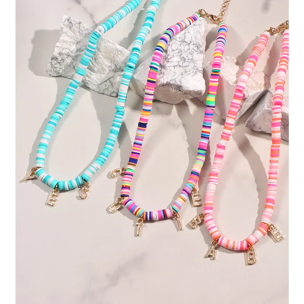 Boho Rhinestone Letter Necklaces Clay Beaded Necklace For Women Colorful Handmade Bead Strand Initial Choker DIY Jewelry Gifts
Boho Rhinestone Letter Necklaces Clay Beaded Necklace For Women Colorful Handmade Bead Strand Initial Choker DIY Jewelry Gifts