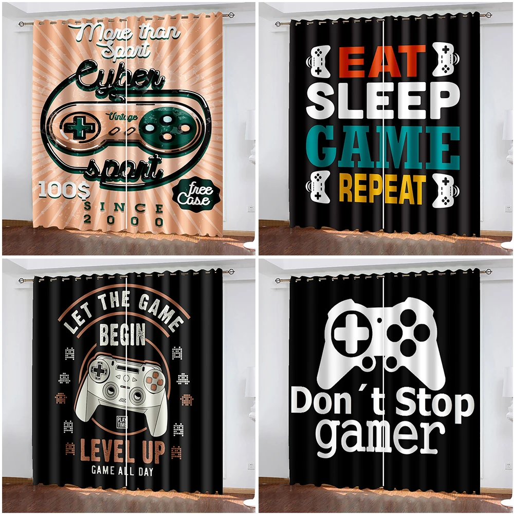 Gamepad Series Text Printing Blackout Living Room Curtains, Home Decoration Bedroom Curtains Cortina De Ventana Biparting Open 
Gamepad Series Text Printing Blackout Living Room Curtains, Home Decoration Bedroom Curtains Cortina De Ventana Biparting Open