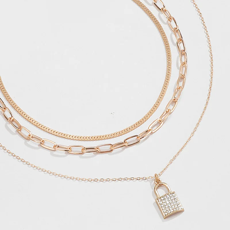 2020 Fashion Multilayers Crystal Lock Pendant Necklace for Women Girl Gold Silver Color Party Wedding Necklace Fashion Jewelry
2020 Fashion Multilayers Crystal Lock Pendant Necklace for Women Girl Gold Silver Color Party Wedding Necklace Fashion Jewelry