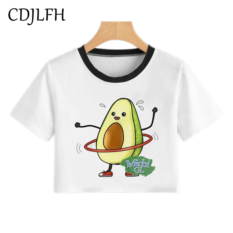 Женская футболка в стиле Харадзюку Милая с рисунком авокадо и животных