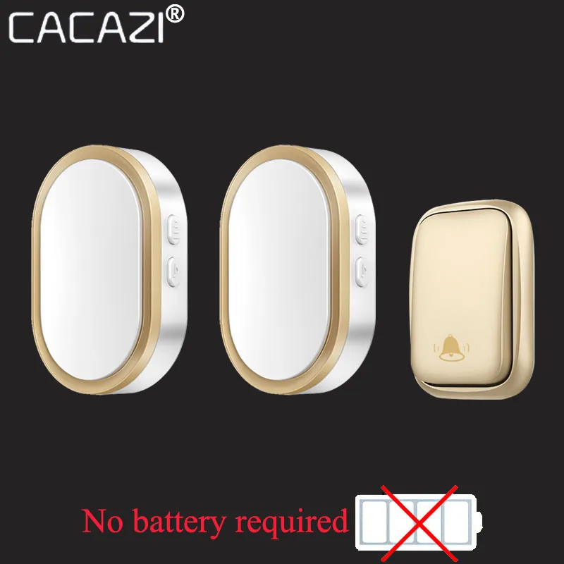 

Автономный водонепроницаемый беспроводной дверной звонок CACAZI без аккумулятора, штепсельная вилка EU US UK, дверной звонок с 2 кнопками, 1 2 прие...