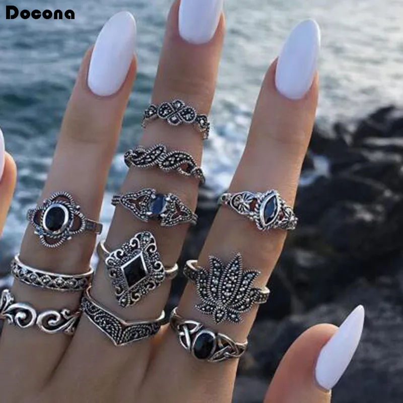 Docona 11pcs/sets Retro Silver Color Rings Geometric Crystal Stone Vintage Flowers Wave Jewelry for Women Accessories Gift 9346
Docona 11pcs/sets Retro Silver Color Rings Geometric Crystal Stone Vintage Flowers Wave Jewelry for Women Accessories Gift 9346