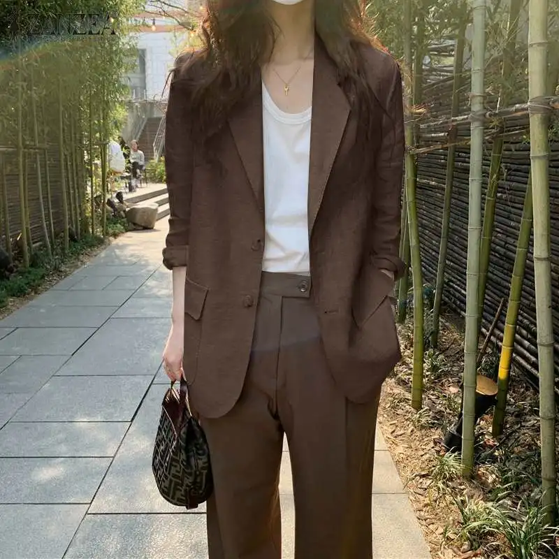 ZANZEA Femme Suit Solid Color Office Blazer Casual Pockets Button Coat Business Streetwear Suit Full Sleeve Pure Cotton Blazer
ZANZEA Femme Suit Solid Color Office Blazer Casual Pockets Button Coat Business Streetwear Suit Full Sleeve Pure Cotton Blazer