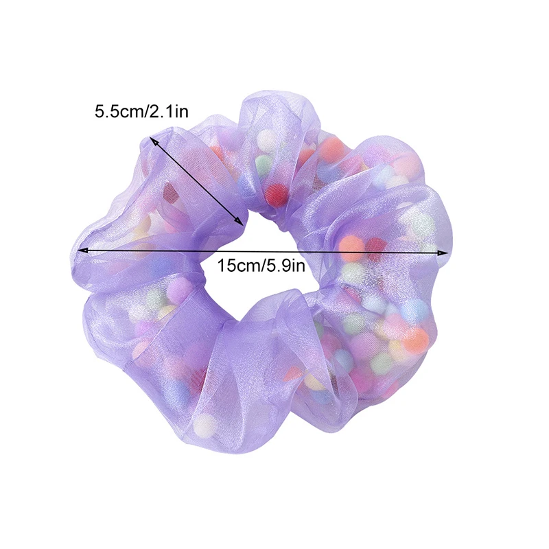 Модные Прозрачные резинки из органзы с цветными сетчатыми шариками кольцо для