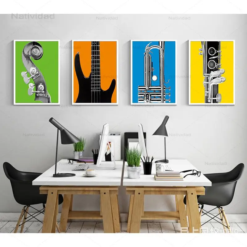 Modern Rock & Roll Musical Guitar Bass Trumpet Black White Canvas Painting Wall Posters Living Room Sofa Background Decoration
Modern Rock & Roll Musical Guitar Bass Trumpet Black White Canvas Painting Wall Posters Living Room Sofa Background Decoration