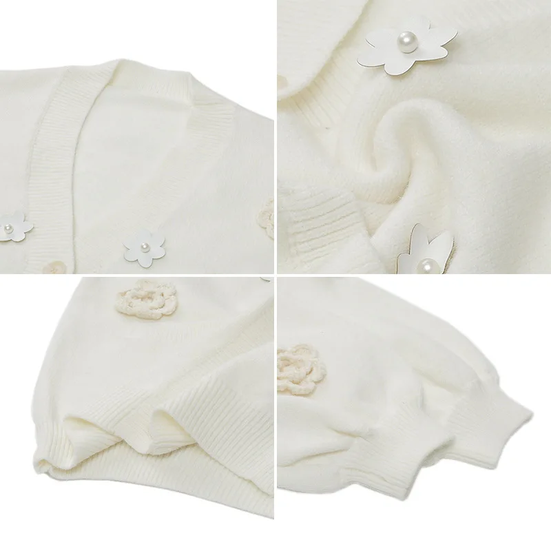 2021 Women Cardigans Spring Rabbit Fur White Sweater Flowers Sweaters Tops Woman's Sweater Cardigans Jersey Knit Jumpers
2021 Women Cardigans Spring Rabbit Fur White Sweater Flowers Sweaters Tops Woman's Sweater Cardigans Jersey Knit Jumpers