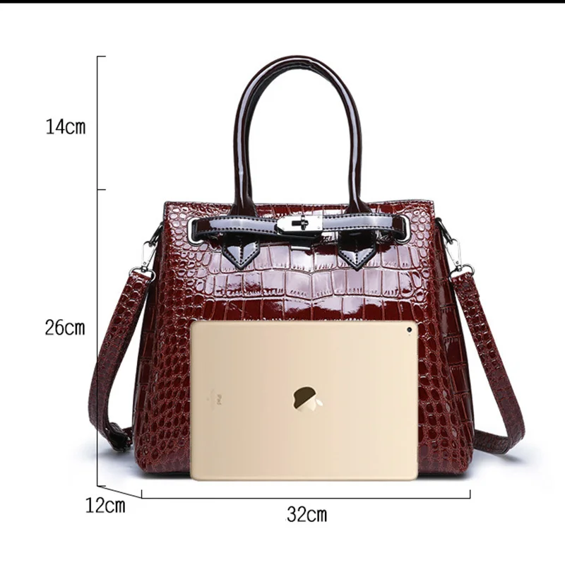 Patent leather Luxury Handbags Women Bags Designer Fashion Crocodile Pattern Tote Bags Ladies Large Capacity Shoulder Bags Black
Patent leather Luxury Handbags Women Bags Designer Fashion Crocodile Pattern Tote Bags Ladies Large Capacity Shoulder Bags Black