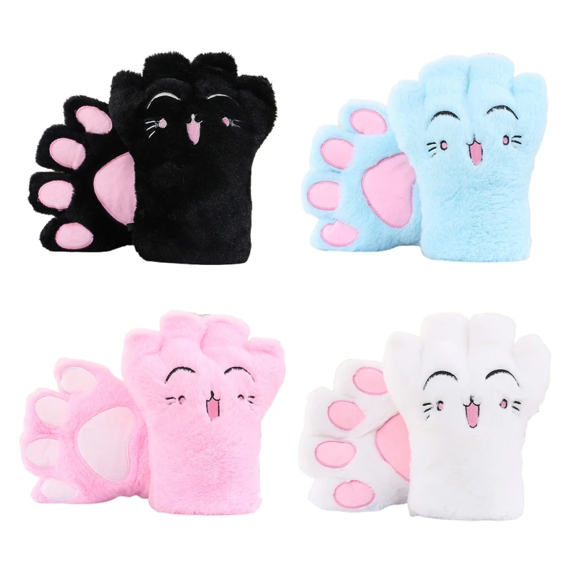 Women Loli Anime Cartoon Cat Paw Embroidery Half Finger Gloves Winter Warm Plush Stuffed Cosplay Fingerless Mittens
Women Loli Anime Cartoon Cat Paw Embroidery Half Finger Gloves Winter Warm Plush Stuffed Cosplay Fingerless Mittens