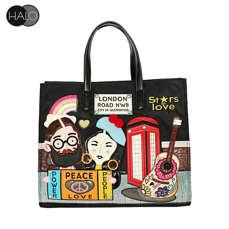 Women Cartoon Pattern Embroidery Nylon Shoulder Bag Fashion Female Small Bag Retro Elegant Shopping Bags PU Leather Tote Handbag
Women Cartoon Pattern Embroidery Nylon Shoulder Bag Fashion Female Small Bag Retro Elegant Shopping Bags PU Leather Tote Handbag