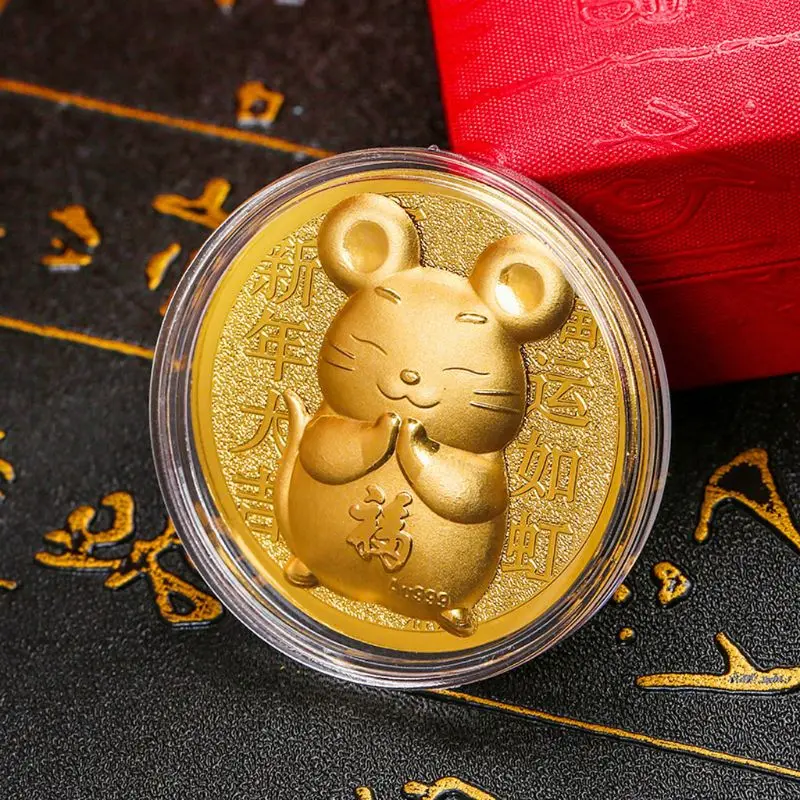Thin Gold Foil New Year Rat Commemorative Coin Chinese Zodiac Souvenir Mascot Mouse Coins Lucky Wealth Coins Gift
Thin Gold Foil New Year Rat Commemorative Coin Chinese Zodiac Souvenir Mascot Mouse Coins Lucky Wealth Coins Gift