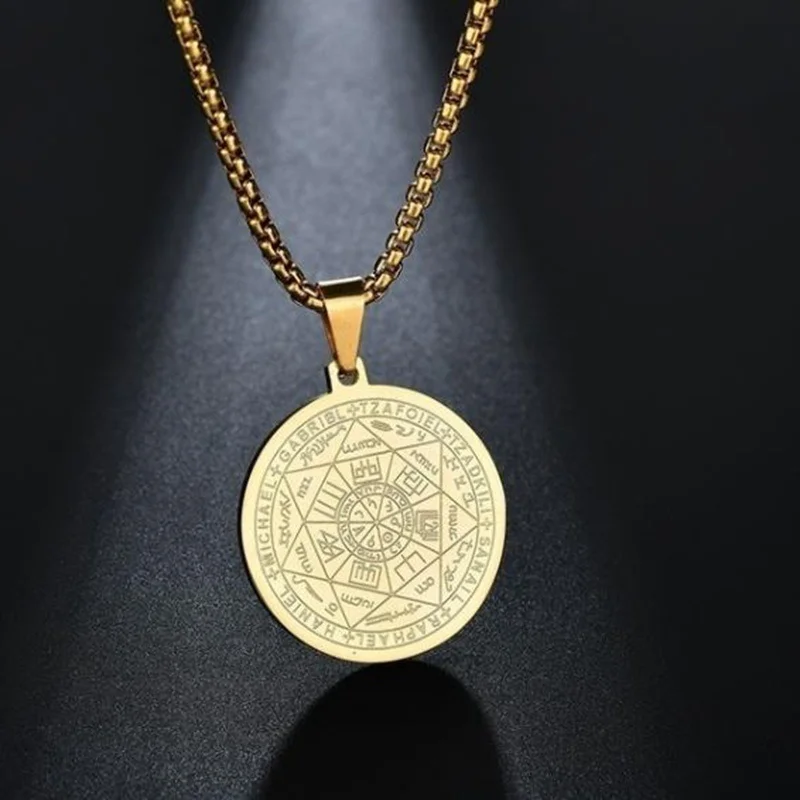New Seven Angels Religious Rune Pattern Pendant Necklace Men's Women's Necklace Fashion Metal Sliding Round Necklace Accessories
New Seven Angels Religious Rune Pattern Pendant Necklace Men's Women's Necklace Fashion Metal Sliding Round Necklace Accessories