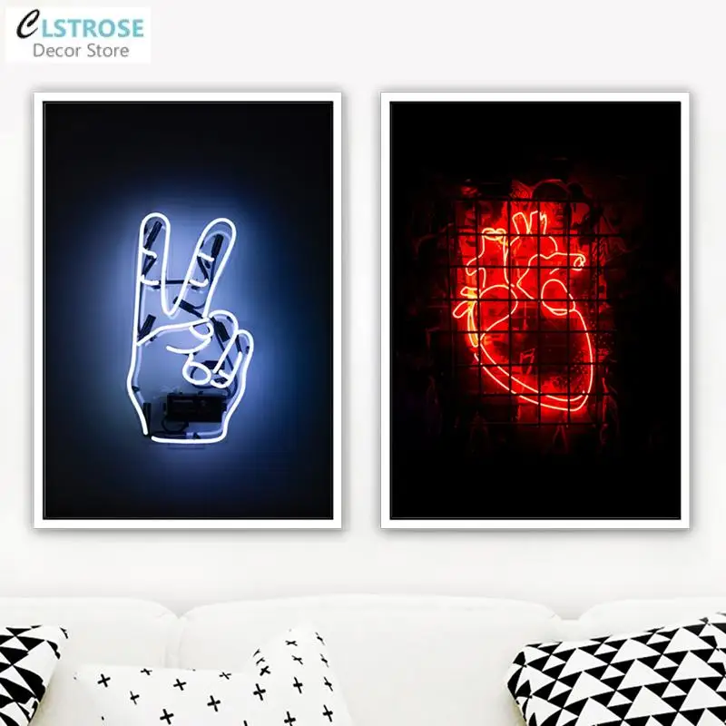 Modern Canvas Painting Neon Sign Victory Gesture Art Posters and Prints Interior Wall Pictures Home Decoration for Living Room
Modern Canvas Painting Neon Sign Victory Gesture Art Posters and Prints Interior Wall Pictures Home Decoration for Living Room