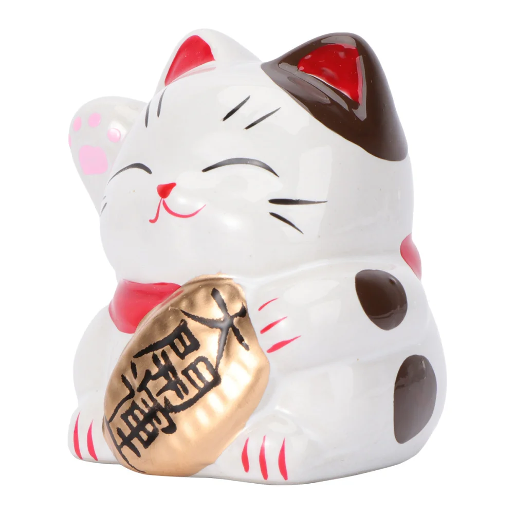 Керамическая копилка в форме кошки удачи контейнер для монет керамический