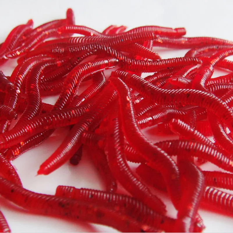 

Soft Red Earthworm 100 Pcs Fishing Bait Worm Lures Crankbaits Hooks Baits Tackle Seuelos De Pesca Mar Soft Lures For Fishing#40