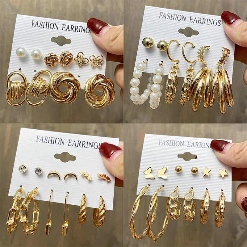 17KM Vintage Geometric Gold Metal Earrings Set For Women Punk Pearl Dangle Drop Earrings 2021 Trend Set of Earrings Jewelry
17KM Vintage Geometric Gold Metal Earrings Set For Women Punk Pearl Dangle Drop Earrings 2021 Trend Set of Earrings Jewelry
