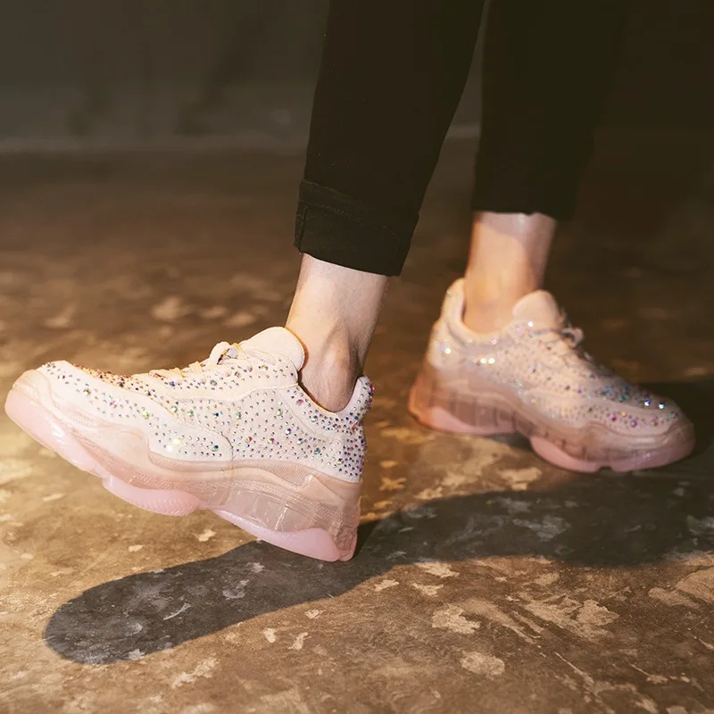 Female Trainers Crystals Shoes Women Platform Sneakers Bling New Ladies Chunky footware Rhinestones Thick Bottom Girls Dad Shoes
Female Trainers Crystals Shoes Women Platform Sneakers Bling New Ladies Chunky footware Rhinestones Thick Bottom Girls Dad Shoes