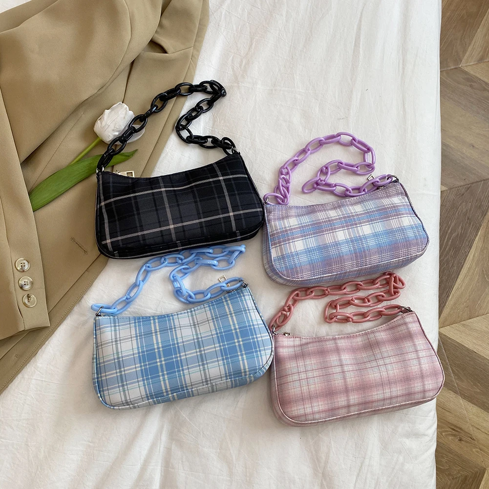 Fashion Women Casual Wild Retro Plaid Printing Crossbody Handbag Shoulder Female Underarm Bag Casual Ladies Chain Small Handbags
Fashion Women Casual Wild Retro Plaid Printing Crossbody Handbag Shoulder Female Underarm Bag Casual Ladies Chain Small Handbags