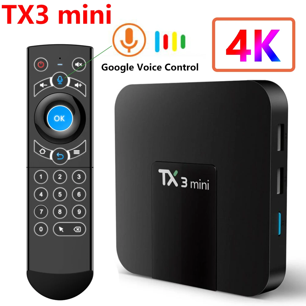 ТВ приставка 4K TX3 mini Amlogic S905W четырехъядерный WiFi медиаплеер Android 8 0 16 Гб Поддержка