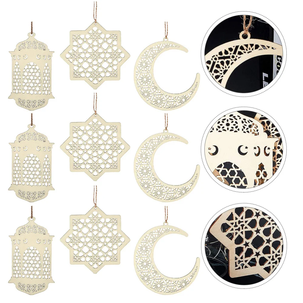 9pcs Wooden Eid Festival Pendants Eid Sign Wooden Ornament for Eid Festival 
9pcs Wooden Eid Festival Pendants Eid Sign Wooden Ornament for Eid Festival