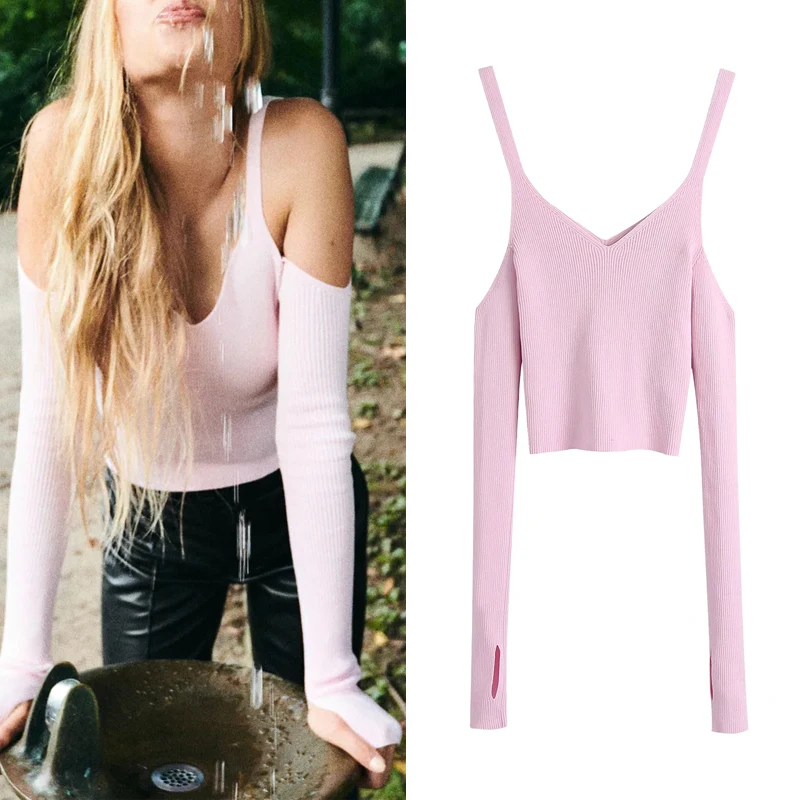 Za Off Shoulder Knit Top Woman Pink Crop Top Women Autumn 2021 Long Sleeve Thin Slim Sweaters V Neck Sweater Pullover
Za Off Shoulder Knit Top Woman Pink Crop Top Women Autumn 2021 Long Sleeve Thin Slim Sweaters V Neck Sweater Pullover