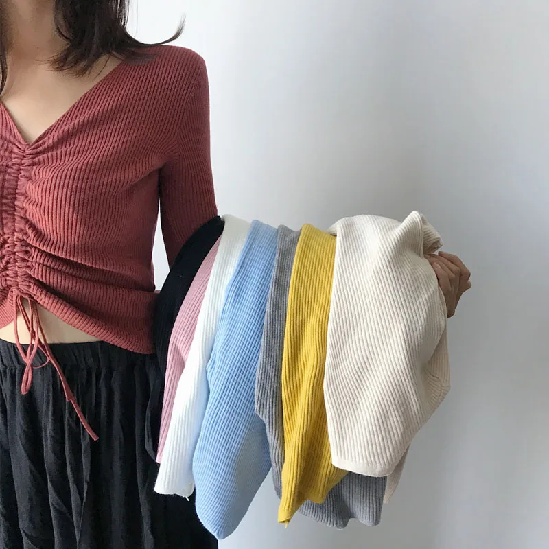 AOSSVIAO Sexy lace up knitting pullover top Fashion autumn winter sweater women Chic pink V-neck knit slim jumper pull femme
AOSSVIAO Sexy lace up knitting pullover top Fashion autumn winter sweater women Chic pink V-neck knit slim jumper pull femme