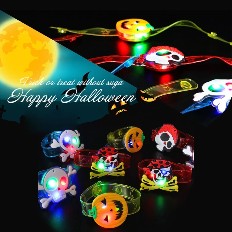 Random Type Novelty Halloween Party Favors for Kids Silicone Light Up Bracelets Party Supply Bracelet with Pumpkin Ghost
Random Type Novelty Halloween Party Favors for Kids Silicone Light Up Bracelets Party Supply Bracelet with Pumpkin Ghost