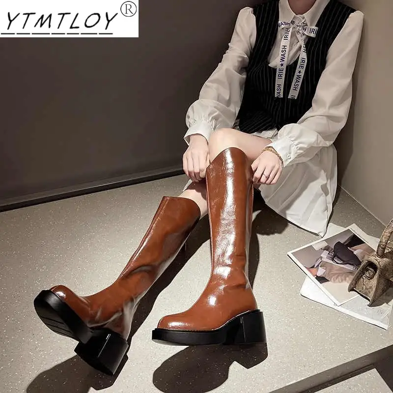 Patent Leather Platform Boots Fashion Square Heel Knee-length High Square Heel Boots Women's Zipper High Quality Women's Boots
Patent Leather Platform Boots Fashion Square Heel Knee-length High Square Heel Boots Women's Zipper High Quality Women's Boots