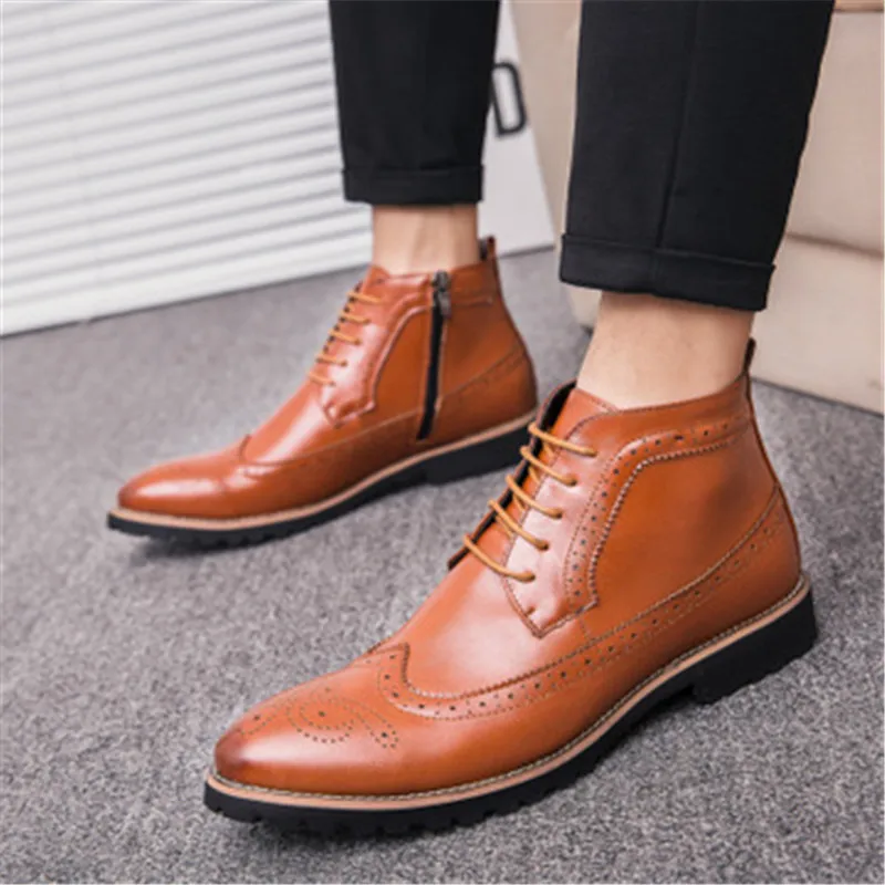 Autumn Winter Men Brown Genuine Leather Ankle Boots Vintage Brogue College Style Male Shoes Casual Fashion Lace-up Booties
Autumn Winter Men Brown Genuine Leather Ankle Boots Vintage Brogue College Style Male Shoes Casual Fashion Lace-up Booties