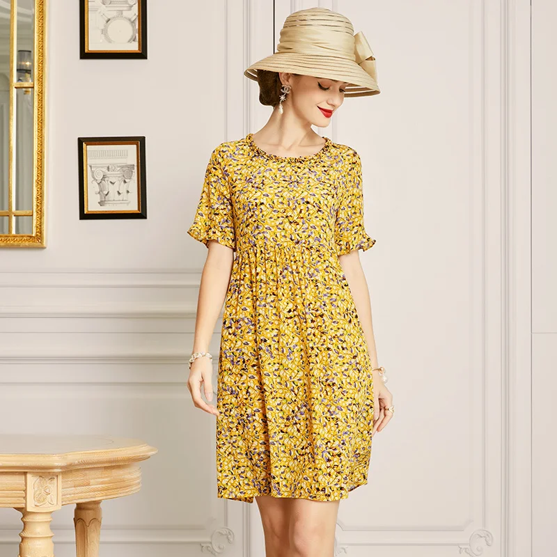 SHZQ 2021 Summer New Short Sleeve Floral Silk Dress Women's Mulberry Silk Skirt Waist
SHZQ 2021 Summer New Short Sleeve Floral Silk Dress Women's Mulberry Silk Skirt Waist