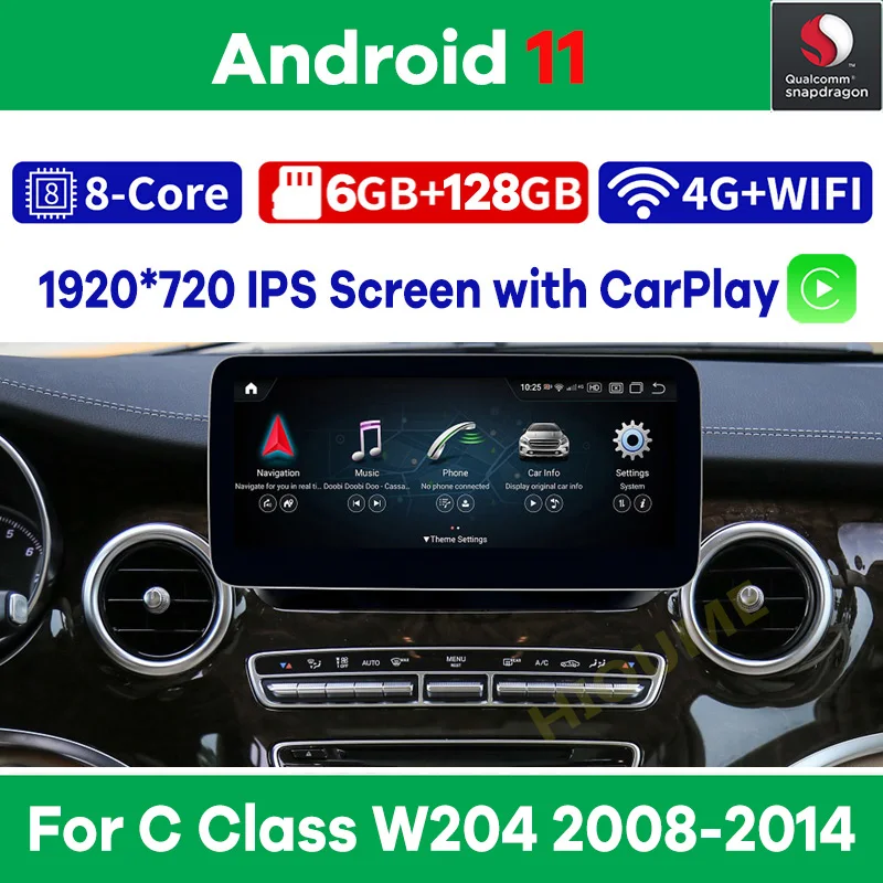 Автомобильный мультимедийный плеер, Snapdragon, Android 11, GPS, радио, для Mercedes Benz C Class W204, S204, 2008-2014, CarPlay, сенсорный экран, видео 
Автомобильный мультимедийный плеер, Snapdragon, Android 11, GPS, радио, для Mercedes Benz C Class W204, S204, 2008-2014, CarPlay, сенсорный экран, видео
